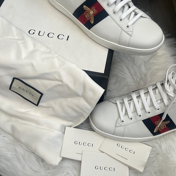 Like ๐ ๐ฏ%Auth Gucci Sneakers Ace Bee Embroidered High Top Gucci 10 / US 11 - Picture 9 of 14